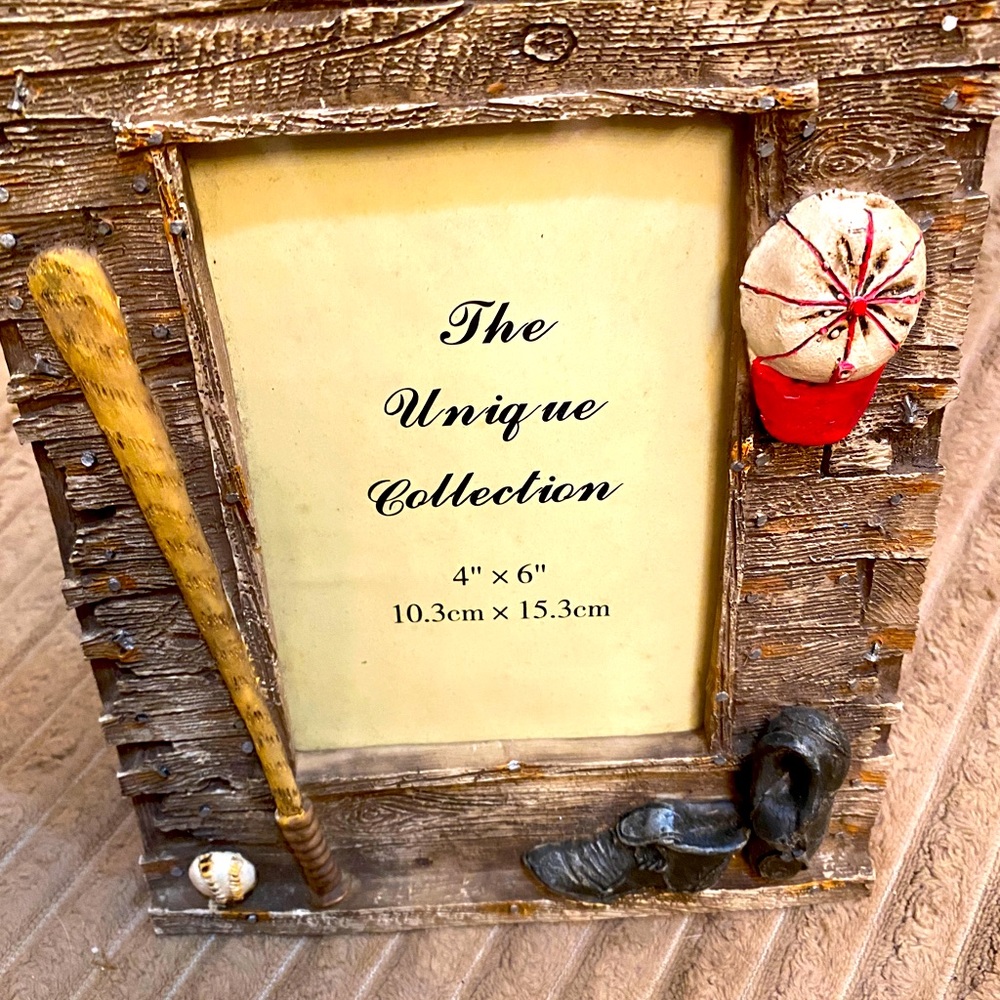 Baseball Time:  picture frame for 4”x 6” photo for your Tball slugger picture!